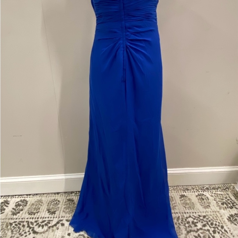 Elegant Blue Strapless Evening Gown - Picture 4 of 5